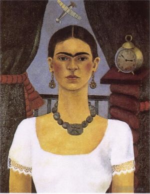 zeitgenössische kunst von Frida Kahlo - Selbstporträt Die Zeit vergeht wie im Flug