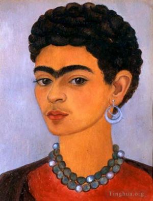 zeitgenössische kunst von Frida Kahlo - Selbstporträt mit lockigem Haar