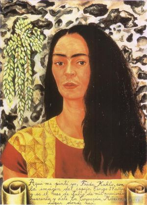 zeitgenössische kunst von Frida Kahlo - Selbstporträt mit offenem Haar