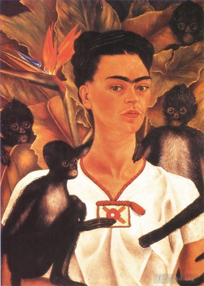 Frida Kahlo Ölgemälde - Selbstporträt mit Affen