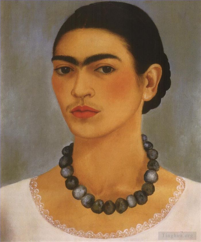 Frida Kahlo Ölgemälde - Selbstporträt mit Halskette