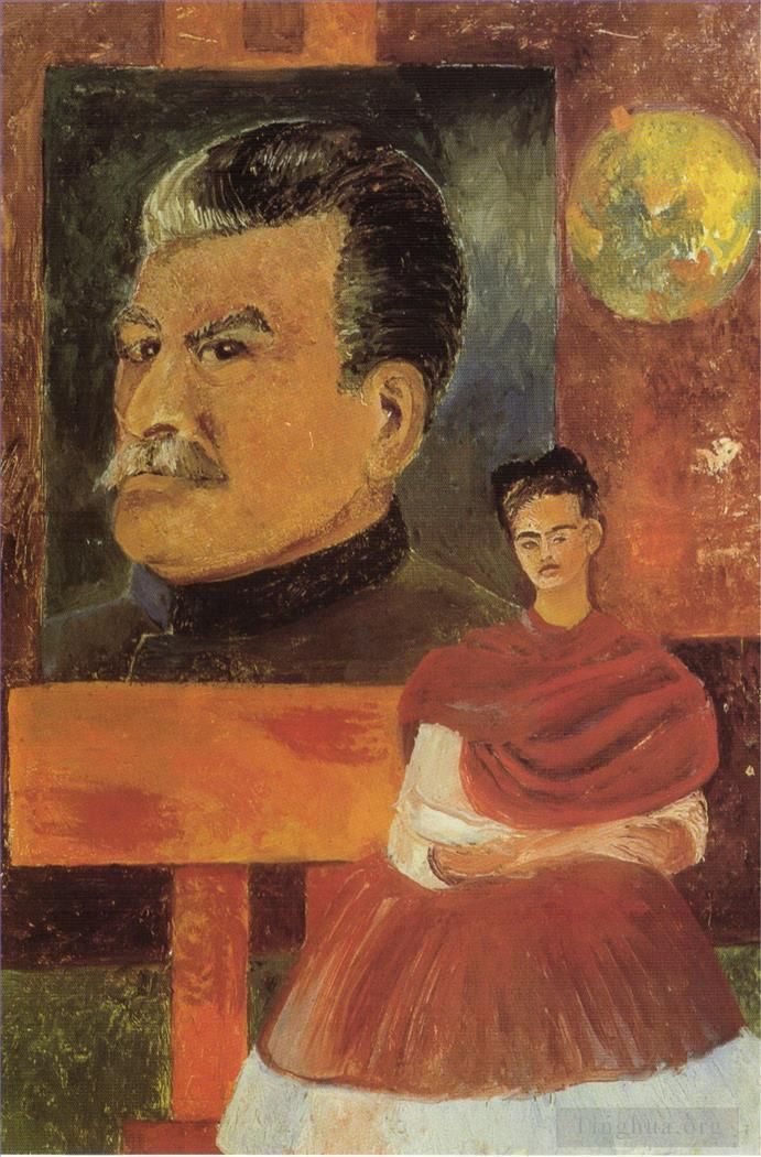 Frida Kahlo Ölgemälde - Selbstporträt mit Stalin