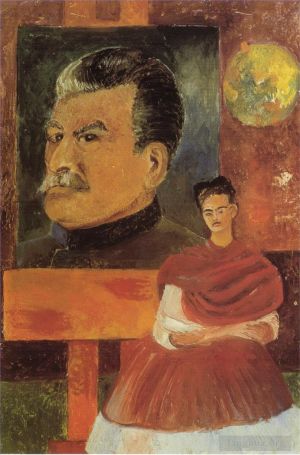 zeitgenössische kunst von Frida Kahlo - Selbstporträt mit Stalin