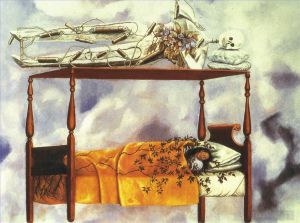 zeitgenössische kunst von Frida Kahlo - Der Traum Das Bett