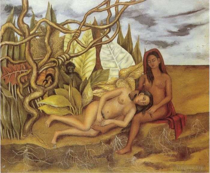Frida Kahlo Ölgemälde - Zwei Akte im Wald Die Erde selbst