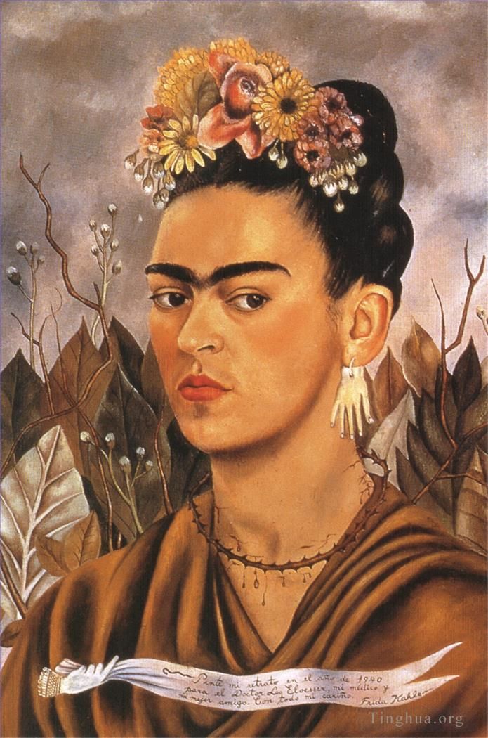 Frida Kahlo Ölgemälde - Selbstporträt, Dr. Eloesser gewidmet, 1940