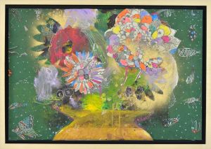 Zeitgenössische Ölmalerei - Blumen in einer Vase 2