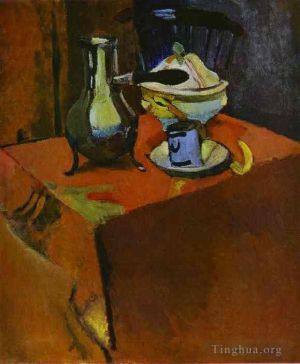 zeitgenössische kunst von Henri Matisse - Geschirr auf einem Tisch