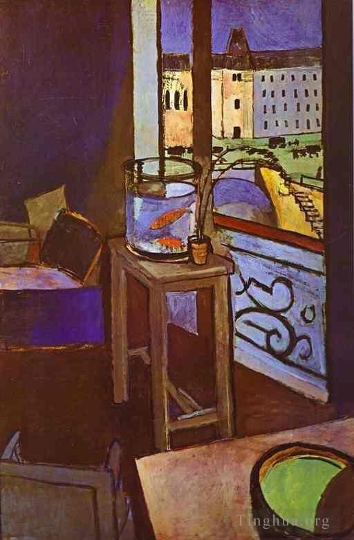 Henri Matisse Andere Malerei - Innenraum mit einer Schüssel mit rotem Fisch