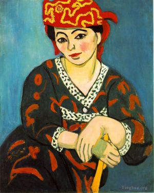 zeitgenössische kunst von Henri Matisse - Mme Matisse Madras Rouge Die rote Madras-Kopfbedeckung, Sommer 1907