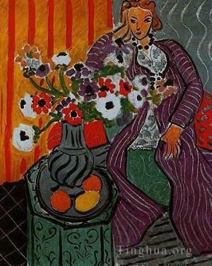 Zeitgenössische Malerei - Violette Robe und Anemonen