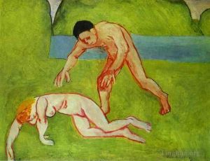 zeitgenössische kunst von Henri Matisse - Satyr und Nymphe 1909