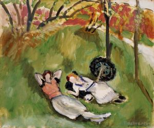 zeitgenössische kunst von Henri Matisse - Zwei liegende Figuren in einer Landschaft, 1921