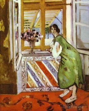 zeitgenössische kunst von Henri Matisse - Junges Mädchen in einem grünen Kleid 1921