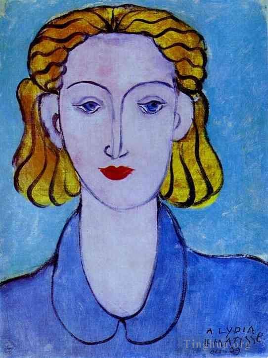 Henri Matisse Andere Malerei - Porträt einer jungen Frau in einer blauen Bluse von Lydia Delectorskaya, der Sekretärin der Künstlerin, 1939