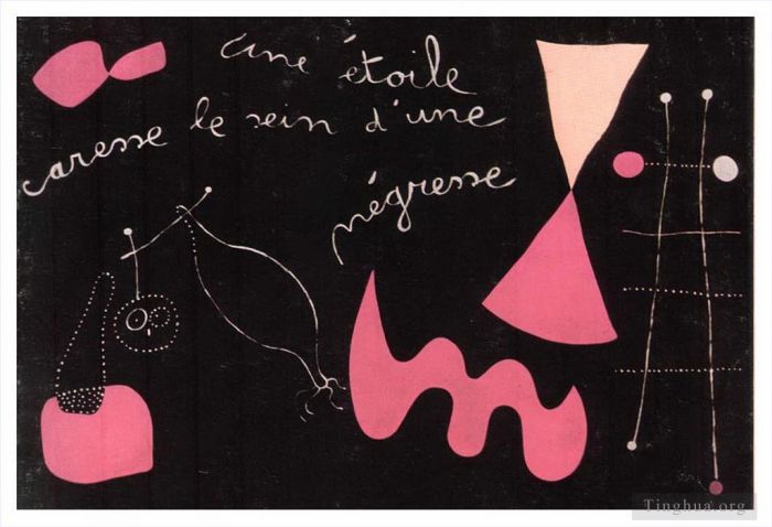 Joan Miro Andere Malerei - Ein Stern streichelt die Brüste einer Negerin