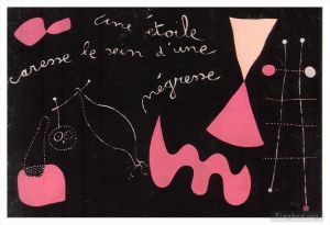 zeitgenössische kunst von Joan Miro - Ein Stern streichelt die Brüste einer Negerin
