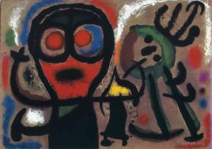 zeitgenössische kunst von Joan Miro - Charakter und Vogel 2