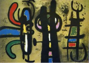 zeitgenössische kunst von Joan Miro - Charakter und Vogel