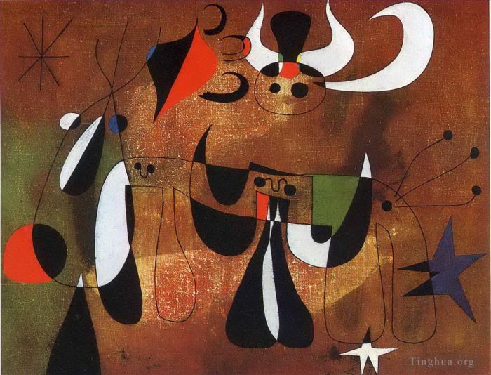 Joan Miro Andere Malerei - Charaktere in der Nacht