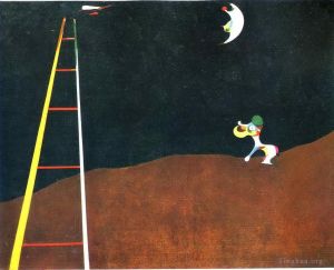 Zeitgenössische Malerei - Hund bellt den Mond an