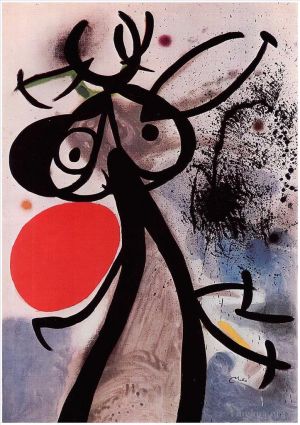 zeitgenössische kunst von Joan Miro - Femme oiseaux devant le soleil