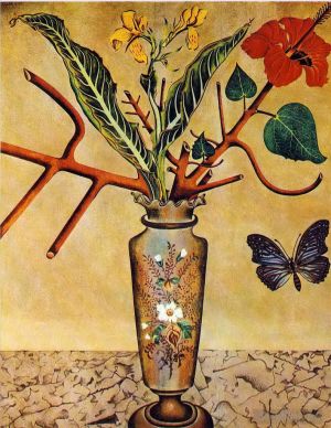 Zeitgenössische Malerei - Blumen und Schmetterling