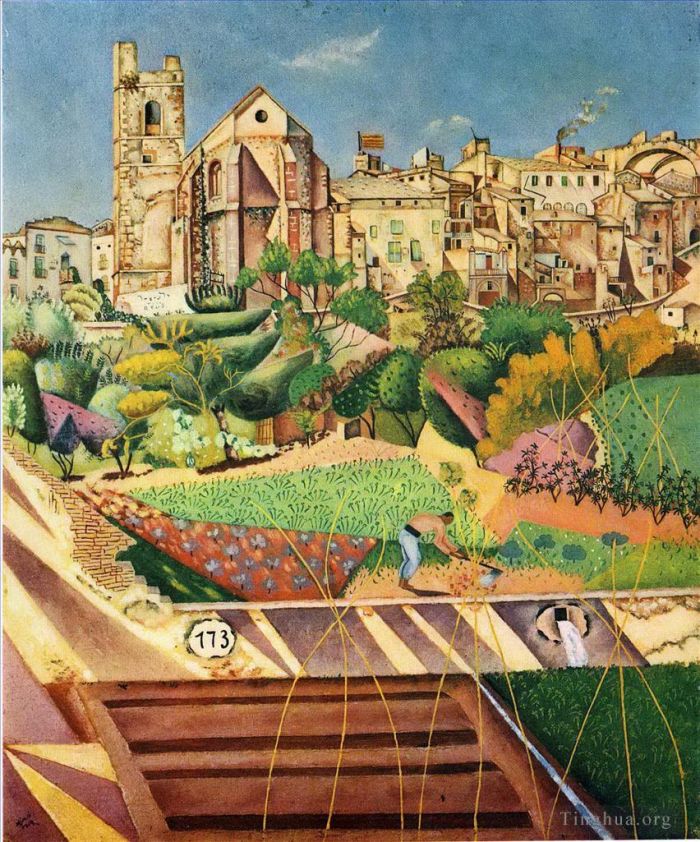 Joan Miro Andere Malerei - Montroig, die Iglesia und das Dorf