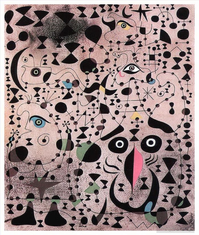 Joan Miro Andere Malerei - Der schöne Vogel offenbart einem Liebespaar das Unbekannte