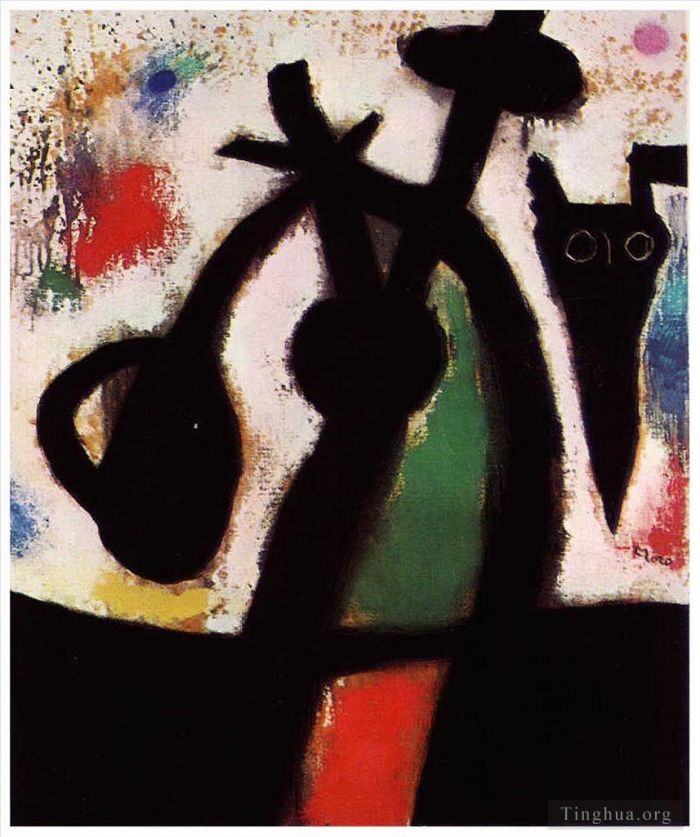 Joan Miro Andere Malerei - Frau und Vogel in der Nacht 2
