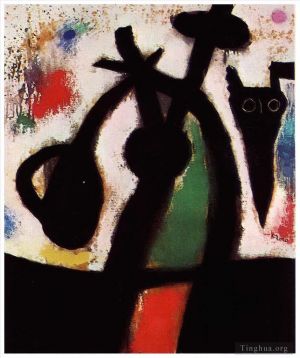 zeitgenössische kunst von Joan Miro - Frau und Vogel in der Nacht 2