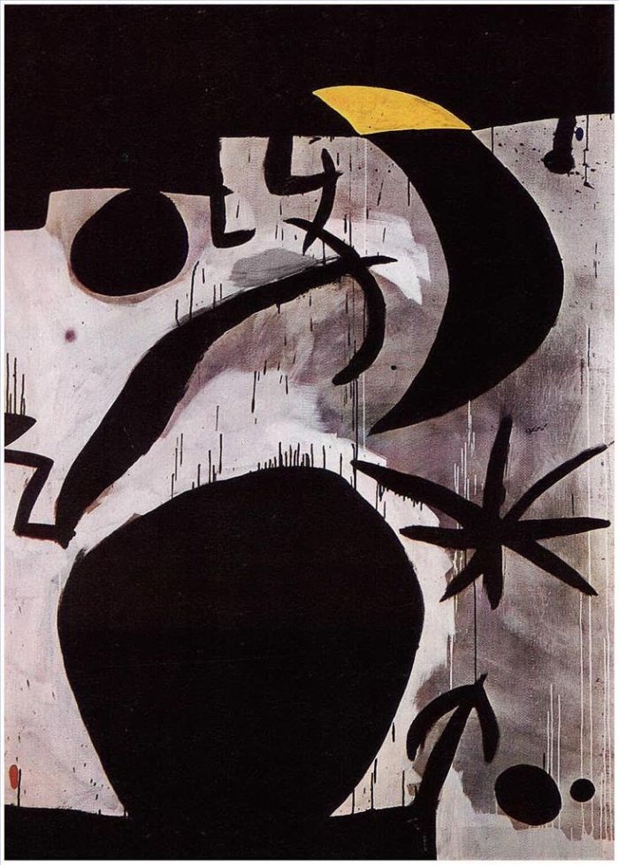 Joan Miro Andere Malerei - Frau und Vögel in der Nacht 2