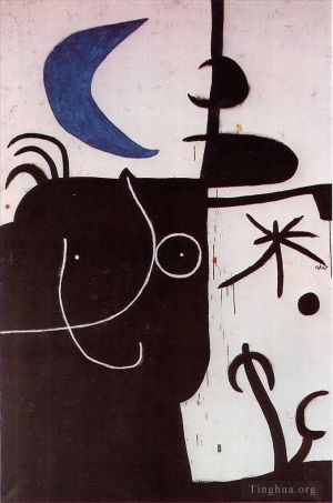 zeitgenössische kunst von Joan Miro - Frau vor der Luna