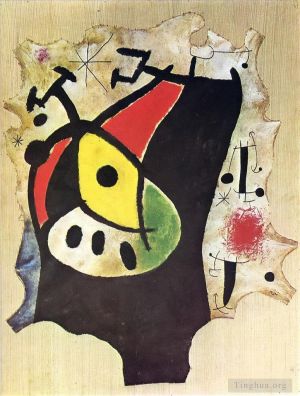 zeitgenössische kunst von Joan Miro - Frau in der Nacht