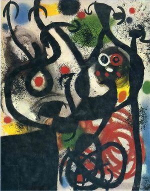 zeitgenössische kunst von Joan Miro - Frauen und Vögel in der Nacht