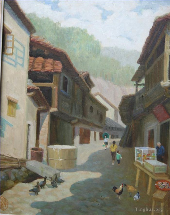 Li Jiahui Ölgemälde - Seitenstraße in der Altstadt