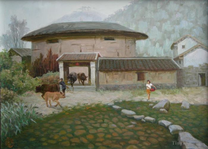 Li Jiahui Ölgemälde - Lehmbau 2004