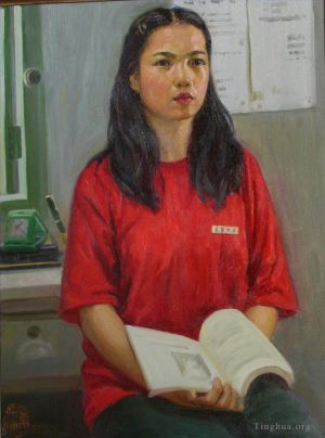Zeitgenössische Ölmalerei - College-Mädchen