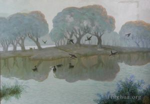zeitgenössische kunst von Li Jiahui - Xun river in morning mist