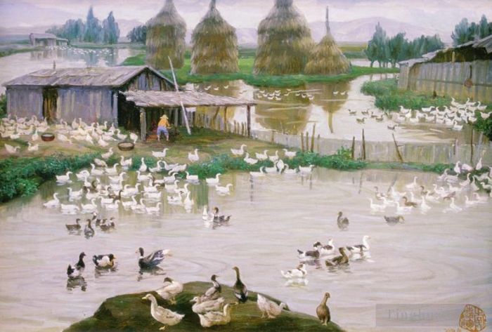Li Jiahui Ölgemälde - Königreich der Enten
