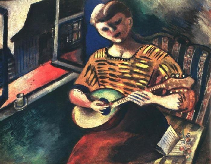 Marc Chagall Ölgemälde - Lisa mit einer Mandoline