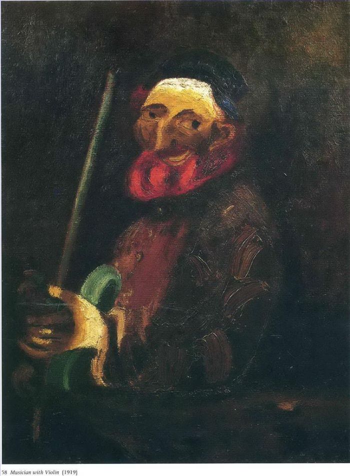 Marc Chagall Ölgemälde - Musiker mit Geige