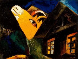 zeitgenössische kunst von Marc Chagall - Der Kuhstall