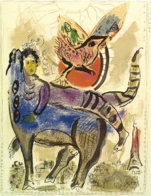 zeitgenössische kunst von Marc Chagall - Eine blaue Kuh