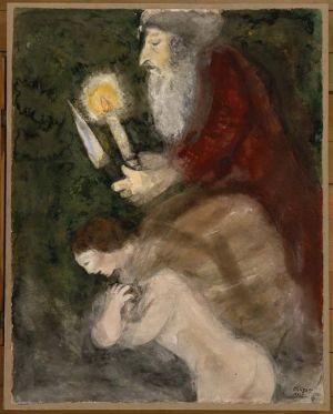zeitgenössische kunst von Marc Chagall - Abraham und Isaak auf dem Weg zum Opferort
