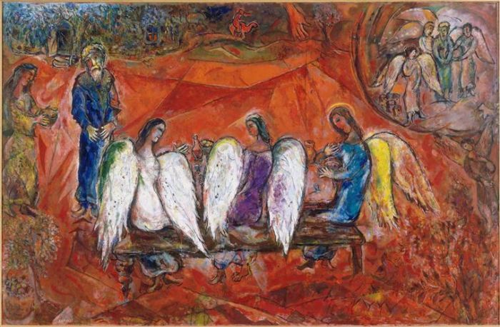 Marc Chagall Andere Malerei - Abraham und drei Engel