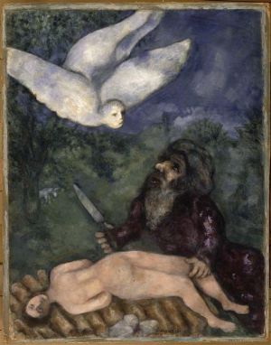 zeitgenössische kunst von Marc Chagall - Abraham wird seinen Sohn opfern