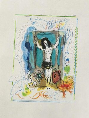 zeitgenössische kunst von Marc Chagall - Akrobat mit Vogellithographie