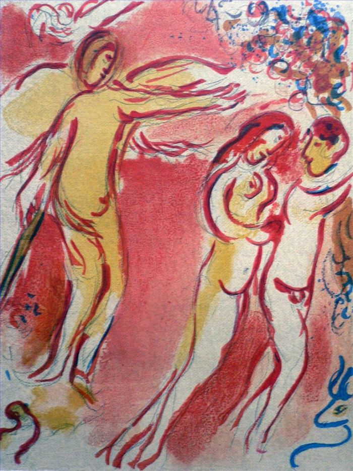 Marc Chagall Andere Malerei - Adam und Eva werden aus dem Paradies verbannt