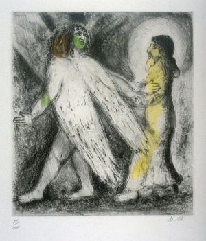 zeitgenössische kunst von Marc Chagall - Engel führt Elia